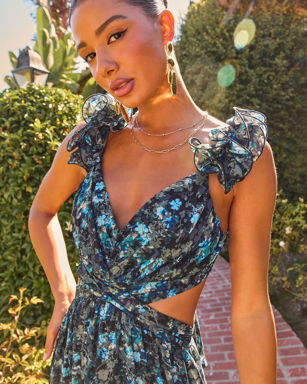 Meadow Ritual Floral Cut Out Maxi Dress
