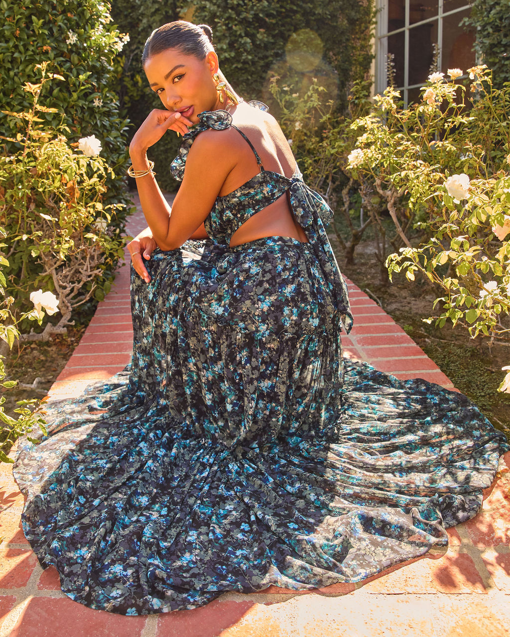 Meadow Ritual Floral Cut Out Maxi Dress