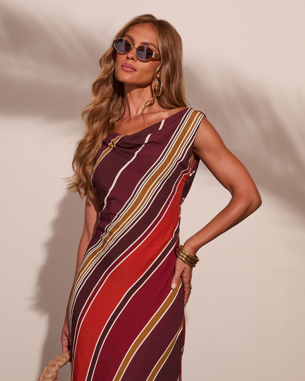 Coastline Calling Striped Cowl Maxi Dress
