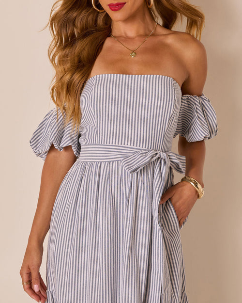 Annah Striped Off The Shoulder Maxi Dress