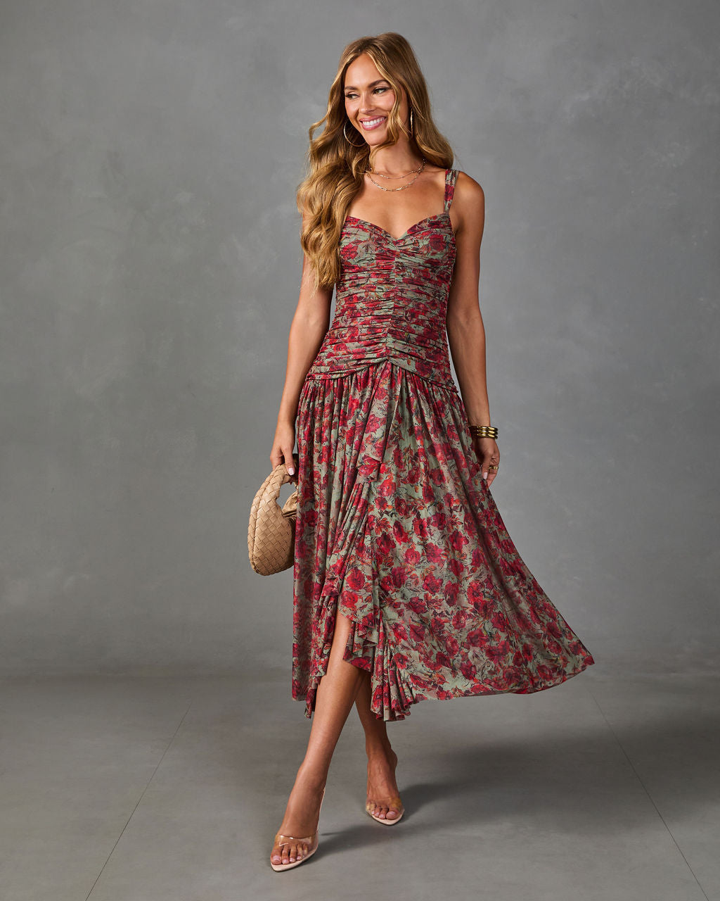 Orchard Lane Floral Mesh Maxi Dress