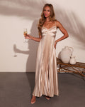 Soraya Pleated Satin Maxi Dress