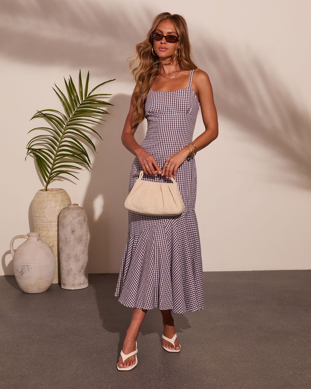 Tide Turns Cotton Gingham Maxi Dress