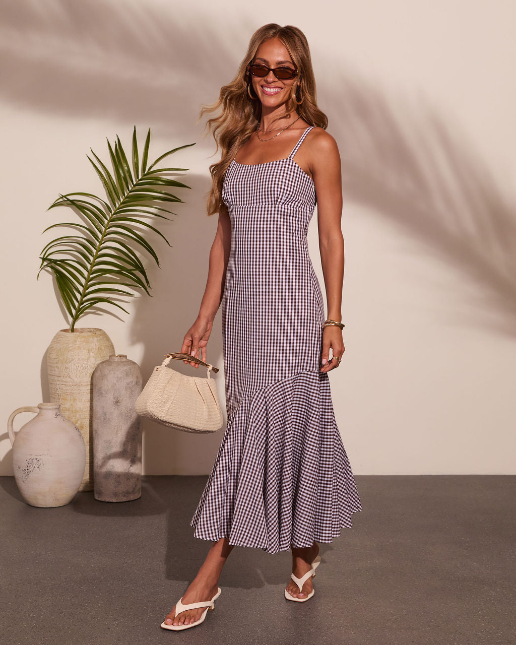 Tide Turns Cotton Gingham Maxi Dress