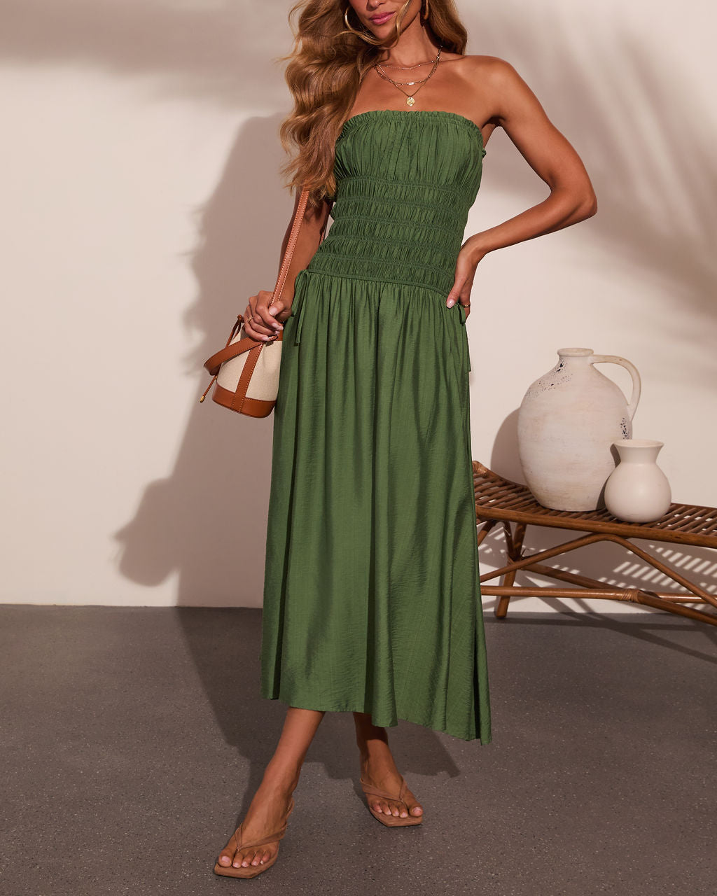 Moonlit Letters Strapless Maxi Dress
