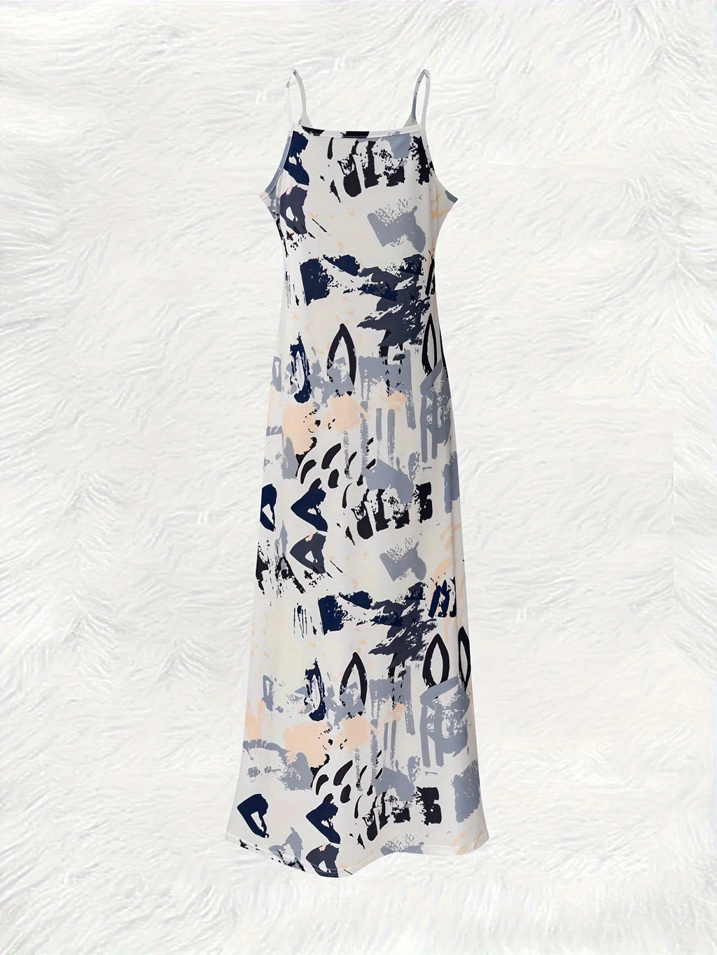 Printed Design Casual Graffiti Print Slip Dress