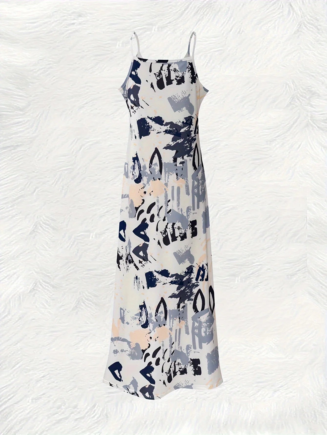 Printed Design Casual Graffiti Print Slip Dress