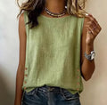 Fashion Elegant Tops Shirt Summer New Women's Round Neck Casual Loose Button Cotton Linen Solid Color Top Shirt Womens Clothing