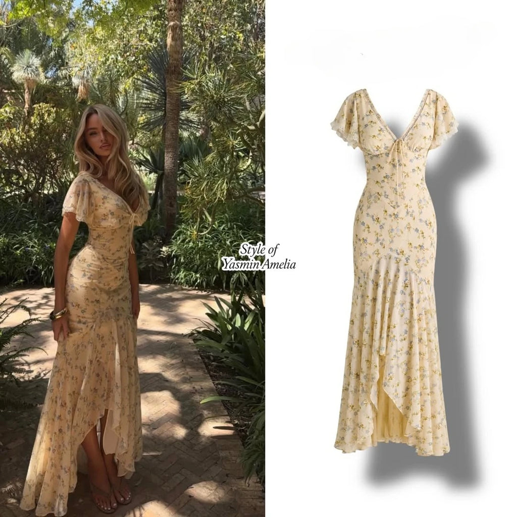 Suninheart Summer Floral Print Maxi Dress Women