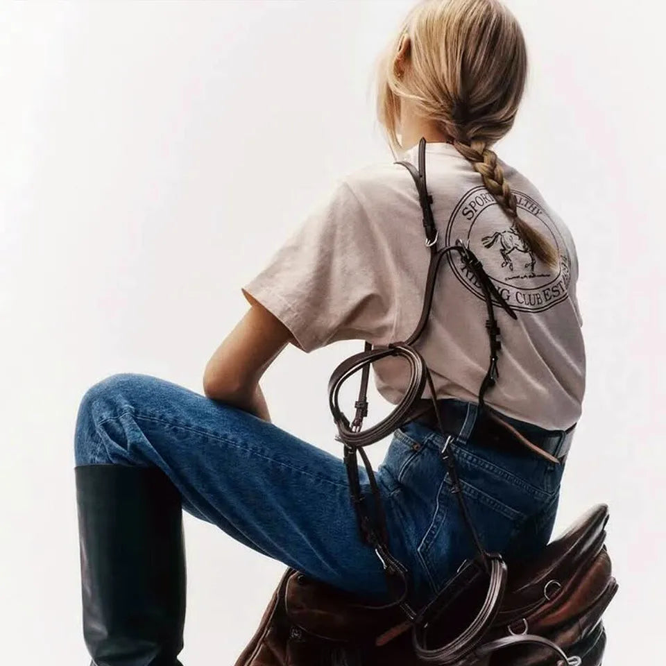 American Vintage Style Riding Club 90's Summer Street Fashion White T Shirts Women Loose Cotton Short Sleeve Casual Tops Tees